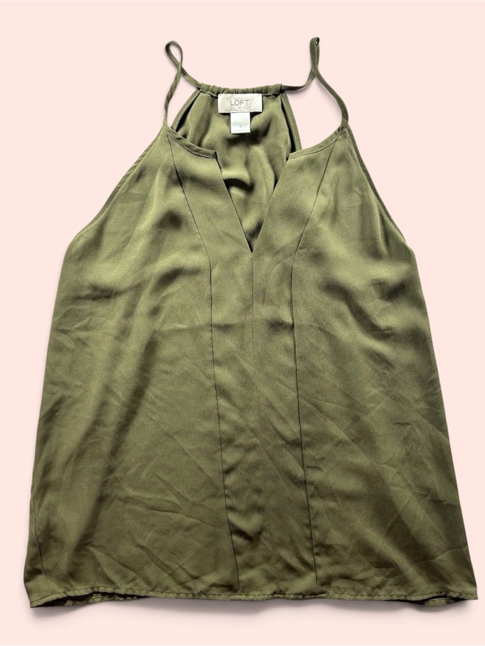 LOFT Olive Green Strappy V Neck Flowy Camisole Tank Top Small